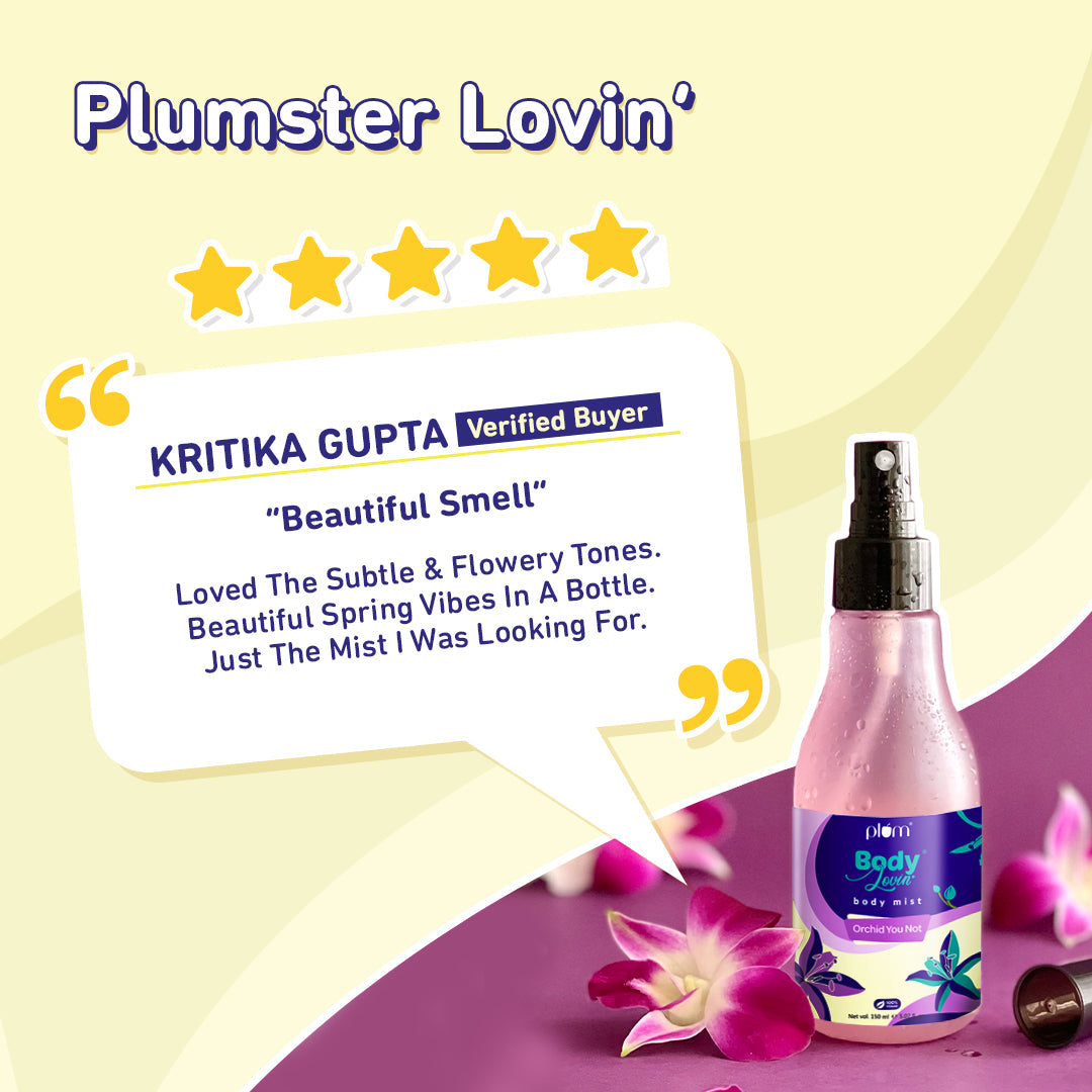 Plum Orchid-You-Not Body Mist by Plum BodyLovin' | Long Lasting | Travel-Friendly | Fresh Floral Fragrance | Perfume Body Spray, 150ml Buy at Indicrest Image 6