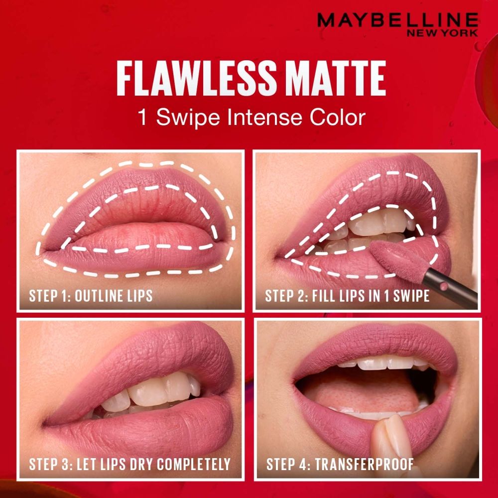 Maybelline New York Super Stay Matte Ink Liquid Lipstick, Lasts Up to 16 Hours - 135 Globe Trotter, 5ml Buy at Indicrest Image 12