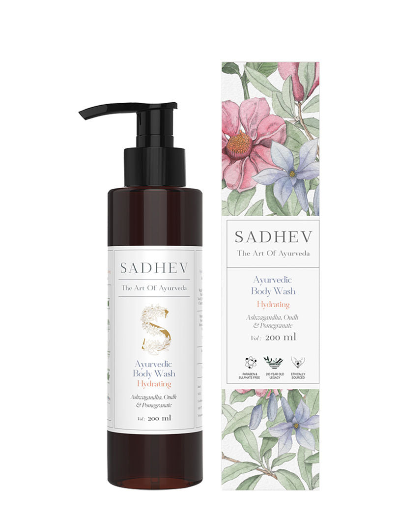 SADHEV Ayurvedic Ashwagandha, Oudh & Pomegrate Hydrating Body Wash, 200ml