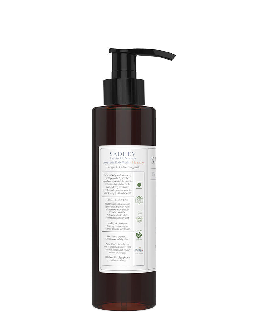 SADHEV Ayurvedic Ashwagandha, Oudh & Pomegrate Hydrating Body Wash, 200ml