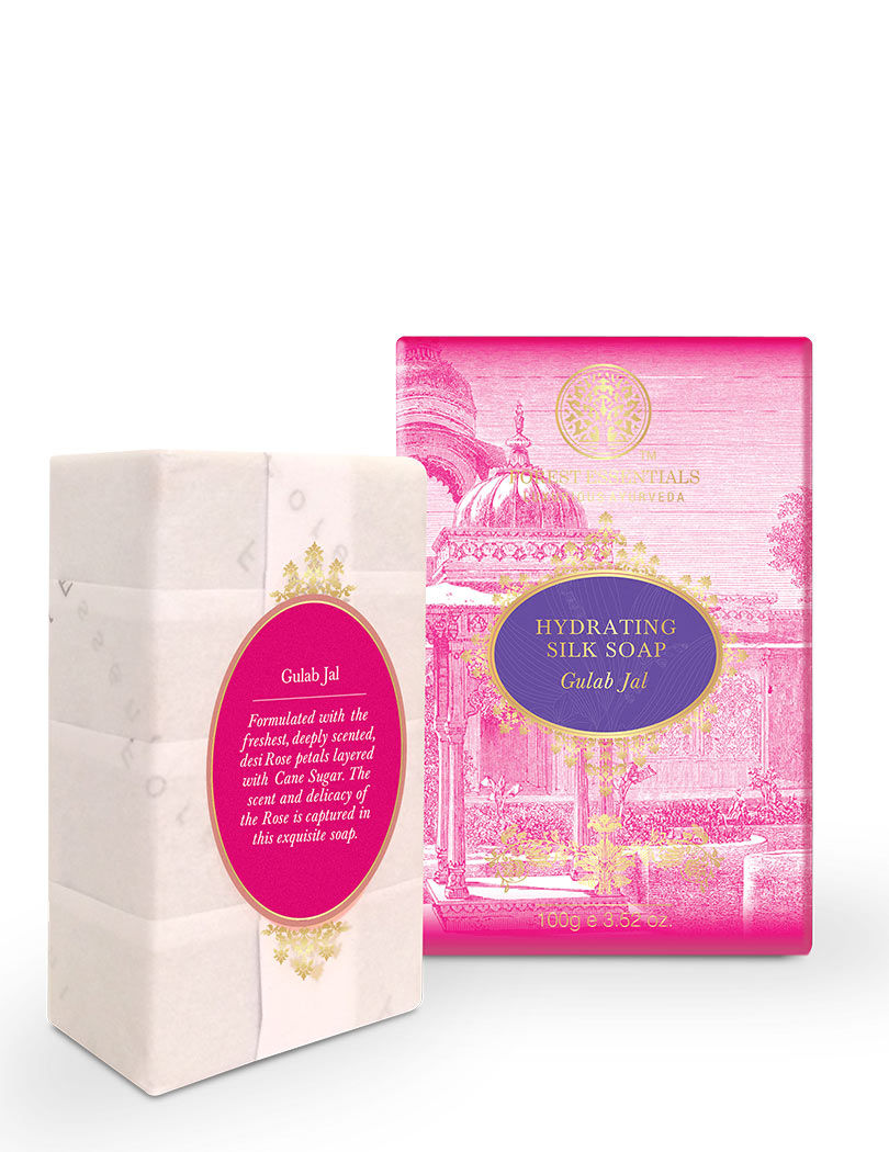 Forest Essentials Hydrating Silk Soap Gulab Jal Ayurvedic Luxury Handmade Soap for Bath, 100g