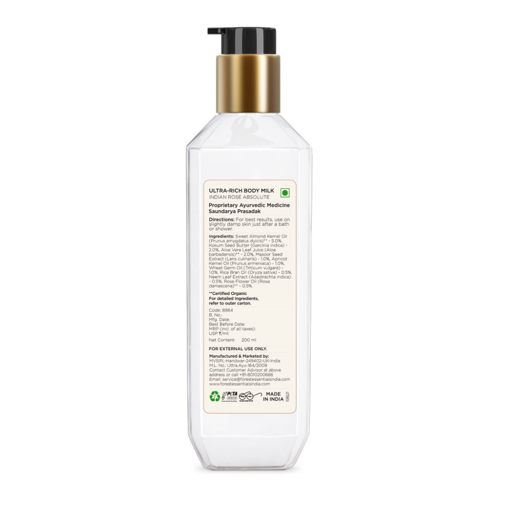 Forest Essentials Ultra Rich Body Milk - Indian Rose Absolute, 200ml