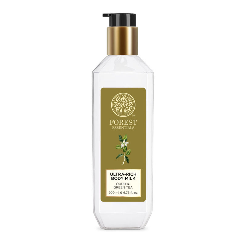 Forest Essentials Ultra Rich Body Milk - Oudh & Green Tea, 200ml, Buy from Indicrest
