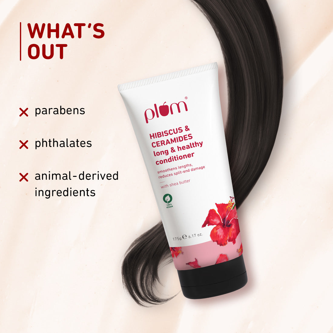 Plum Hibiscus & Ceramides Long & Healthy Conditioner | Smoothens Hair | Helps Prevent Split Ends, 175g Buy at Indicrest Image 7