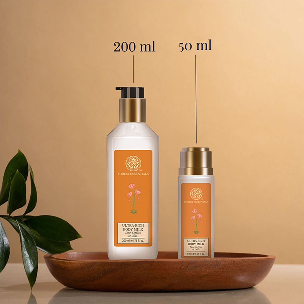 Forest Essentials Ultra-Rich Body Milk Lime Saffron & Oudh - Ayurvedic Moisturising Body Lotion, 50ml