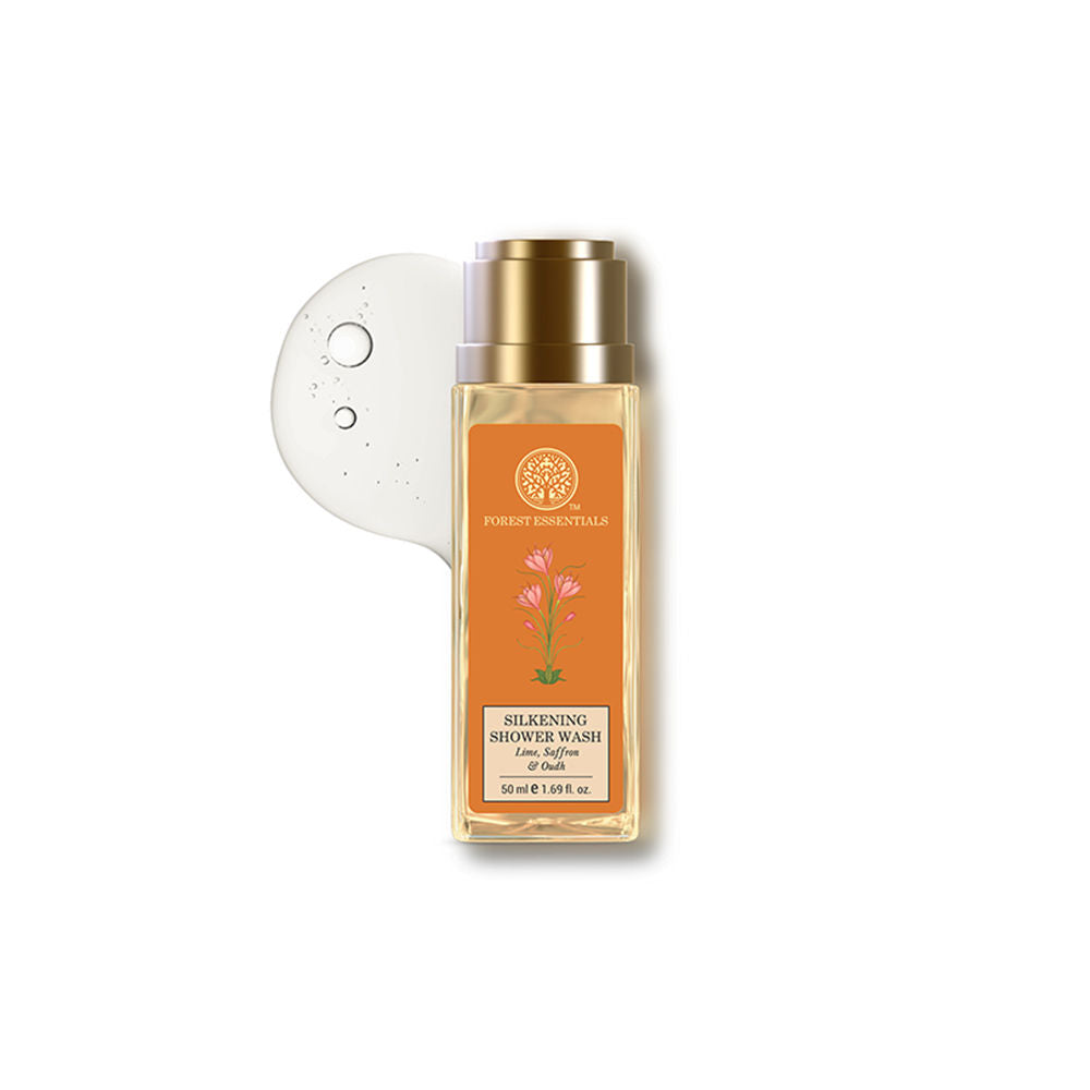 Forest Essentials Silkening Shower Wash Lime Saffron & Oudh Natural - Delicately Scented, 50ml, Buy from Indicrest