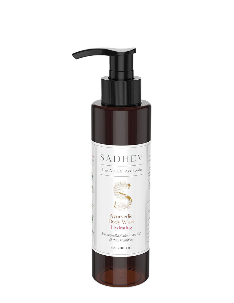 SADHEV Ayurvedic Ashwagandha, Celery Seed Oil & Rosa Centifolia Hydrating Body Wash, 200ml