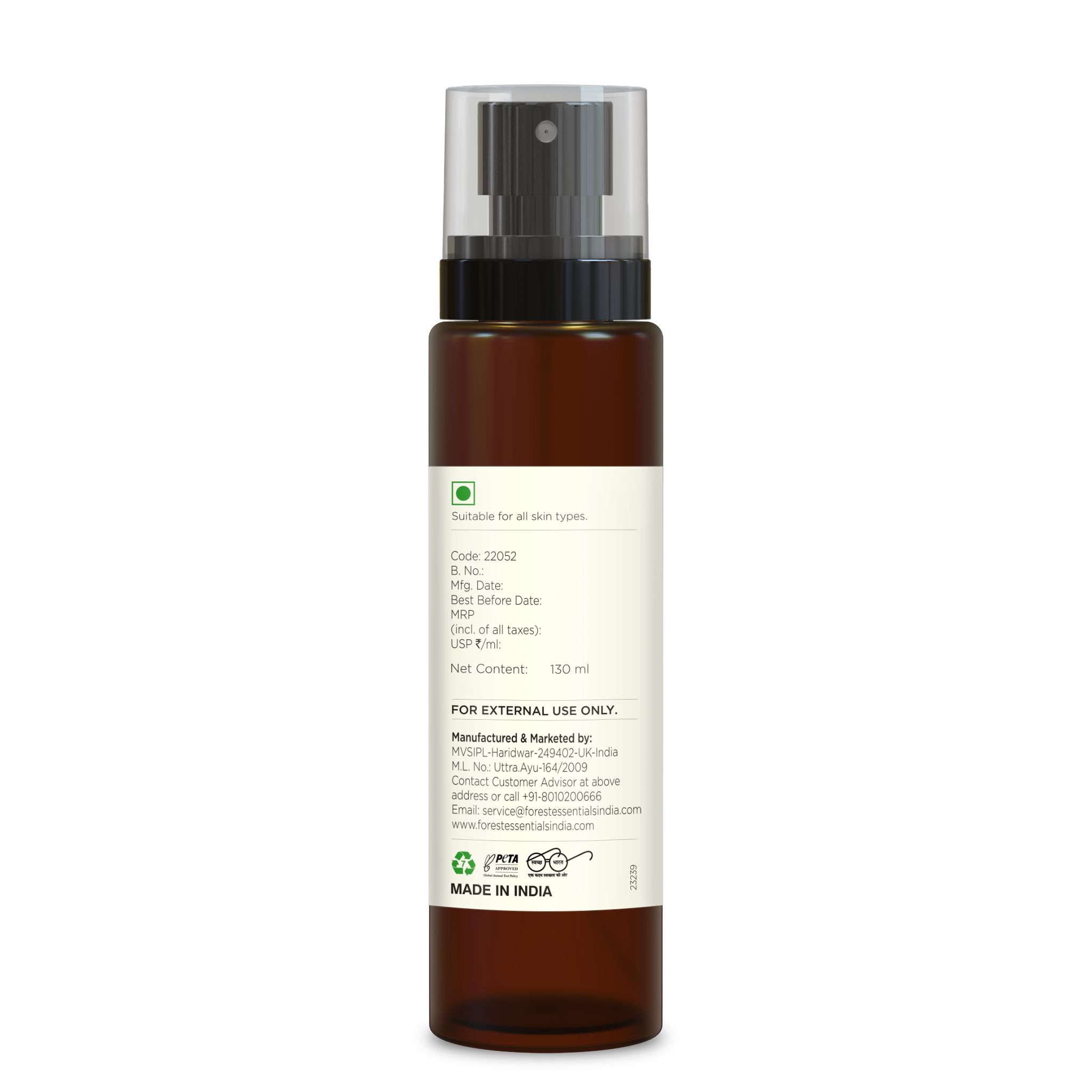 Forest Essentials Sheer Sunscreen Body Spray Spf 50 PA++++ Lightweight, No White Cast, 130ml