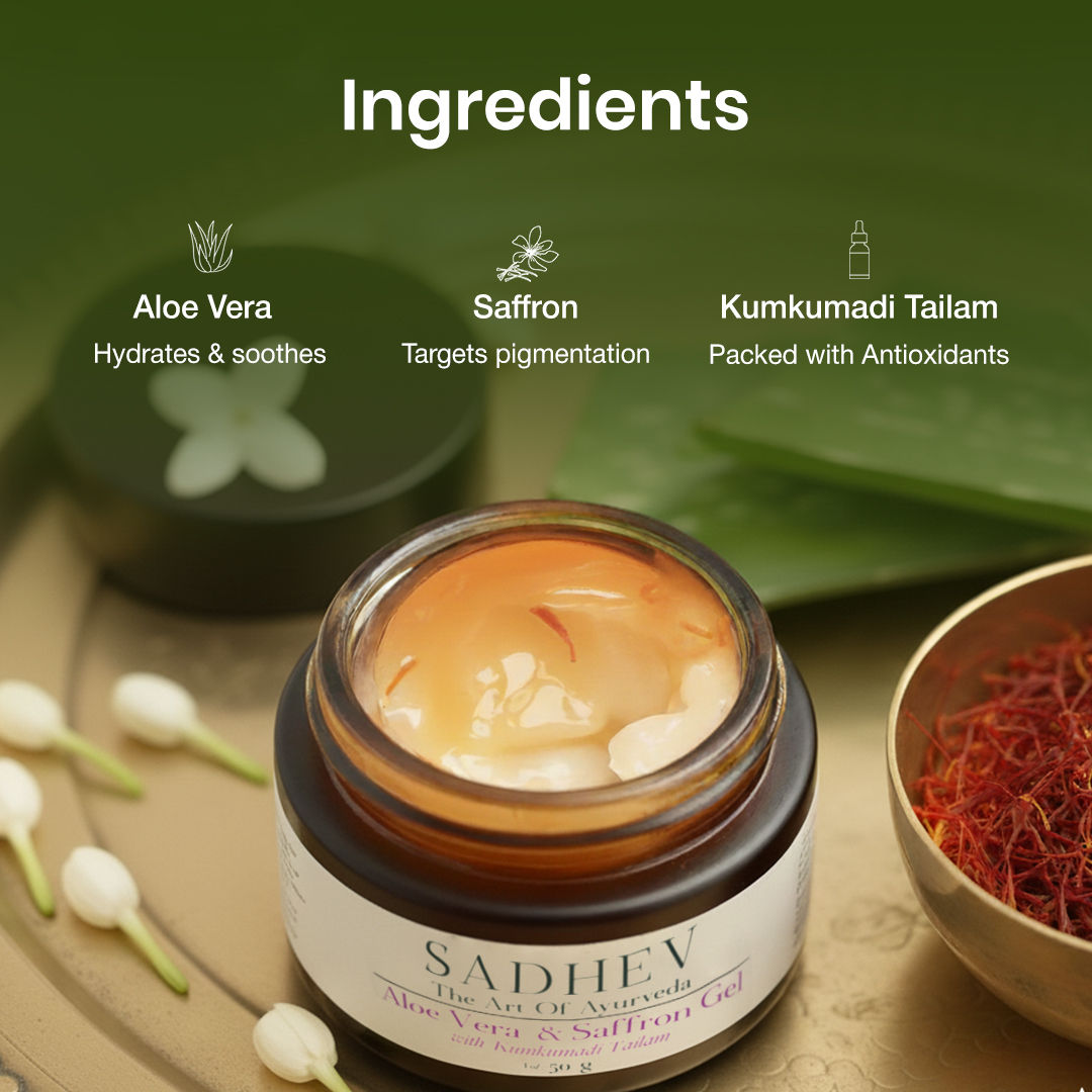 SADHEV Aloe Vera Gel With Saffron And Kumkumadi Thailam, 100g