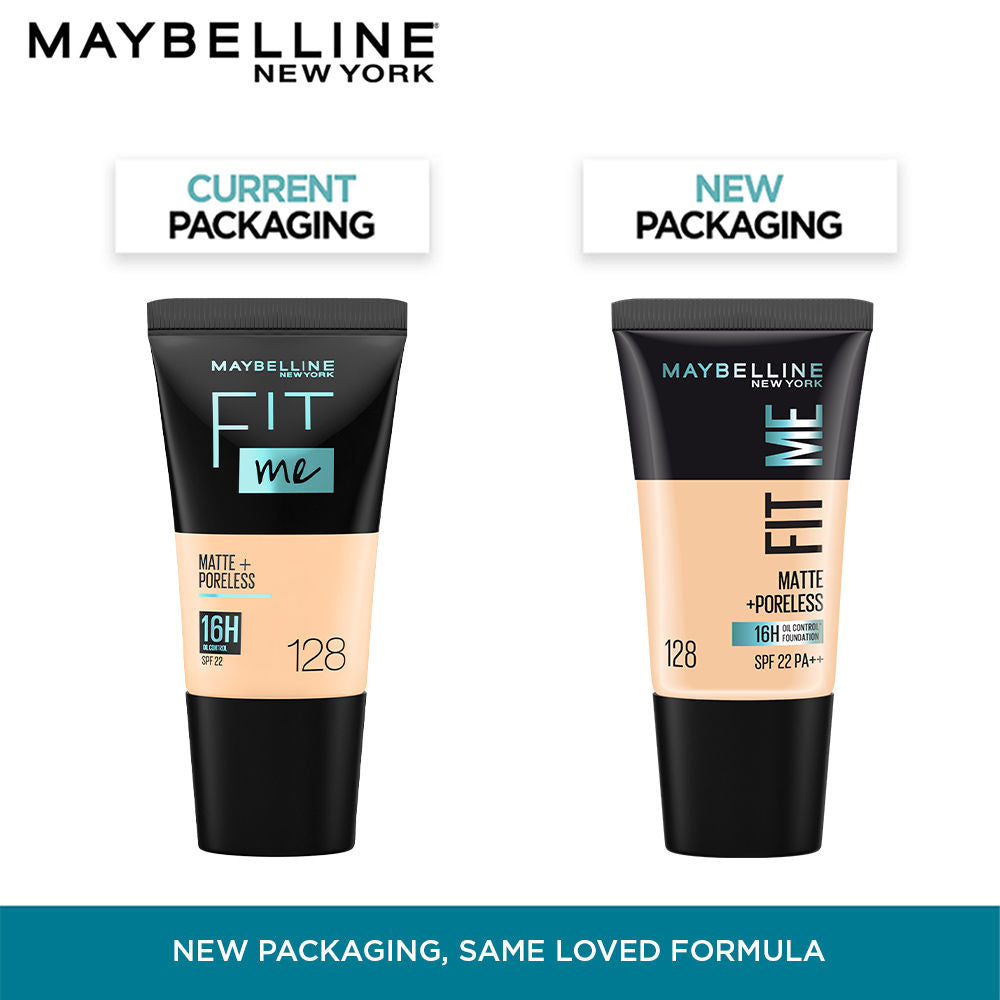 Maybelline New York Fit Me Matte + Poreless 16H Oil Control Foundation With SPF 22 PA ++ 128 Warm Nude, 18ml Buy at Indicrest Image 2