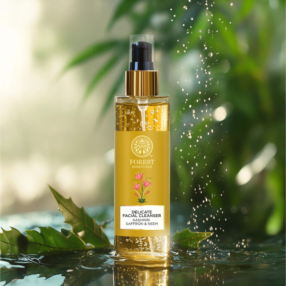 Forest Essentials Delicate Facial Cleanser with Saffron & Neem - Ayurvedic Face Wash For Oily Skin, 130ml