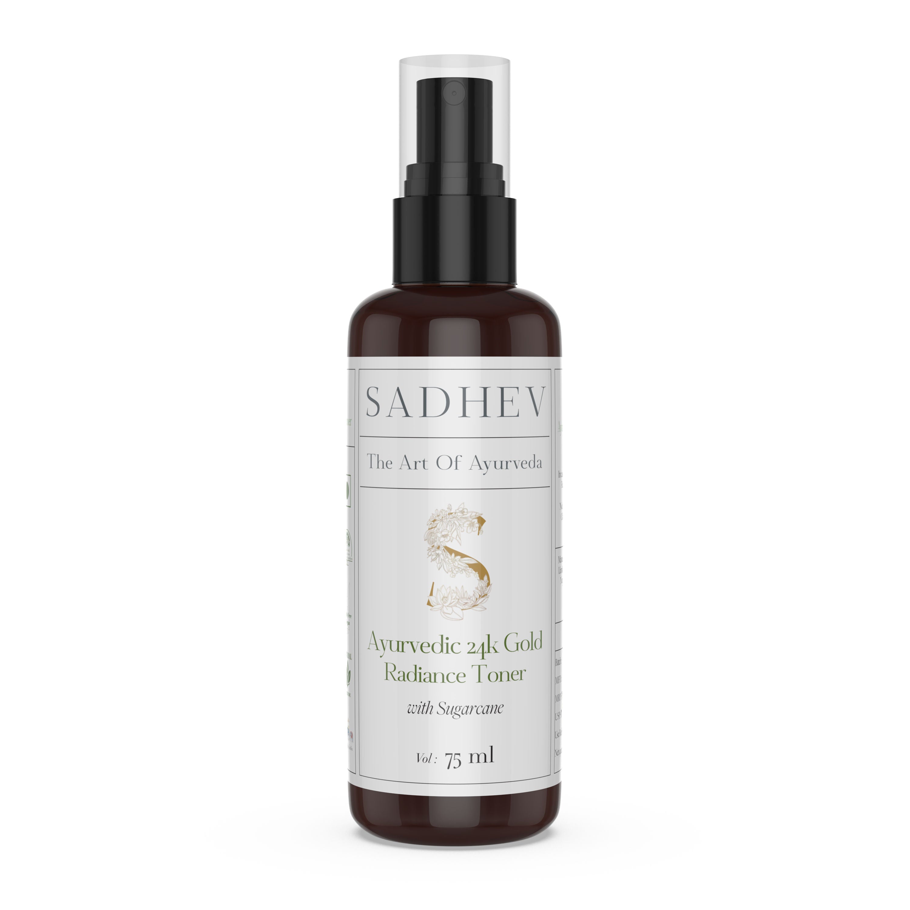 SADHEV Ayurveda Ayurvedic Radiance Toner with Swar Bhasma & Sugarcane, 75ml