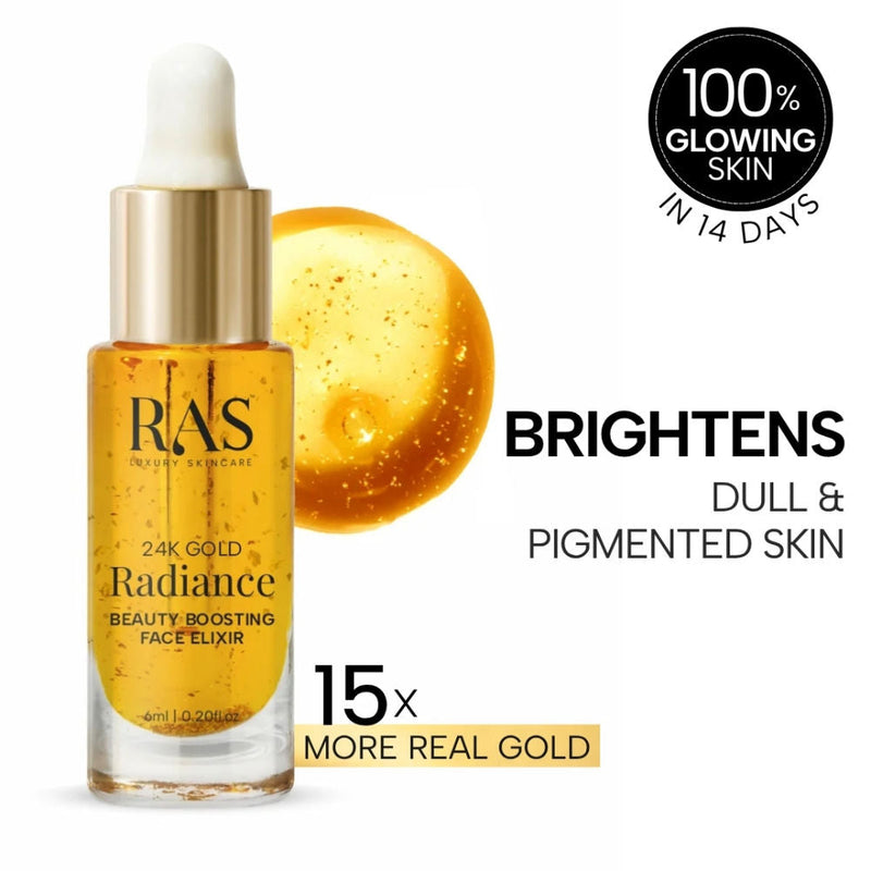 RAS Luxury Oils RAS Luxury Oils 24K Gold Radiance Beauty Boosting Face Elixir Serum For Glowing Skin, 6ml, Buy from Indicrest