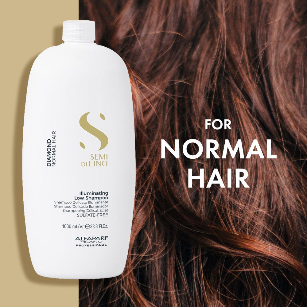 ALFAPARF MILANO Diamond Shampoo With Linseed Extract For Glossy Hair, Shine & Moisture, Sulfate Free, 1000ml