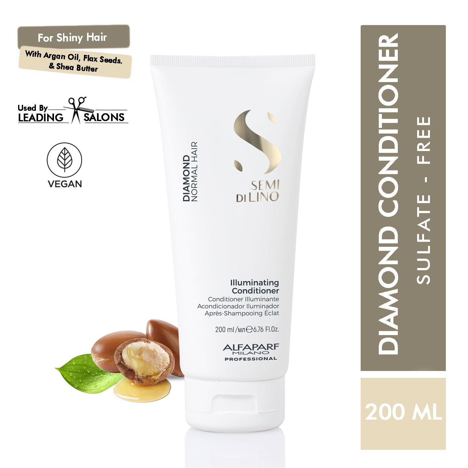 ALFAPARF MILANO Diamond Conditioner for Split-Ends, Adds Gloss & Shine For Frizzy Hair, Sulfate Free, 200ml, Buy from Indicrest