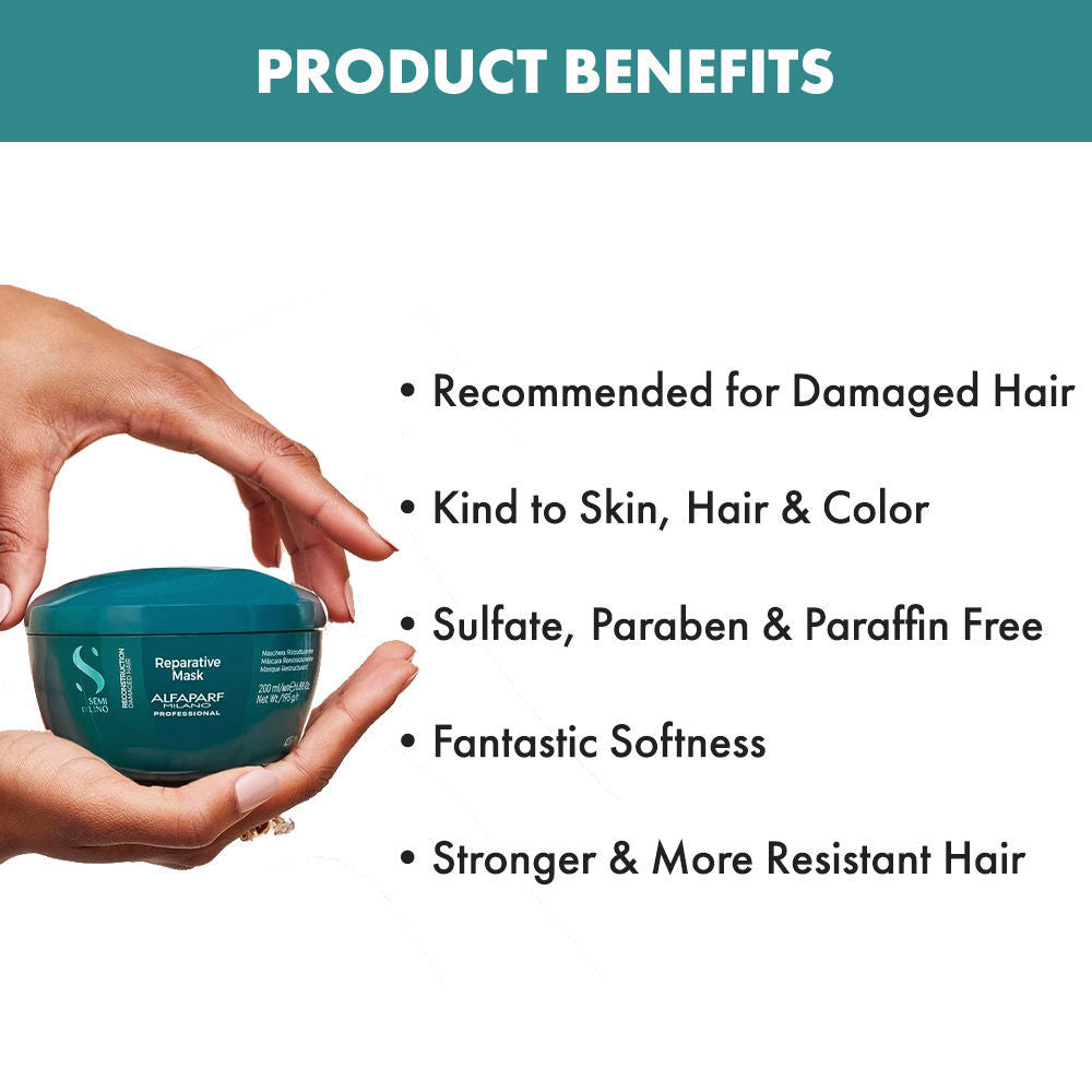 ALFAPARF MILANO Reparative Hair Mask For Damaged Hair, Bond Repair, Treats Hairfall, Sulfate Free, 200ml