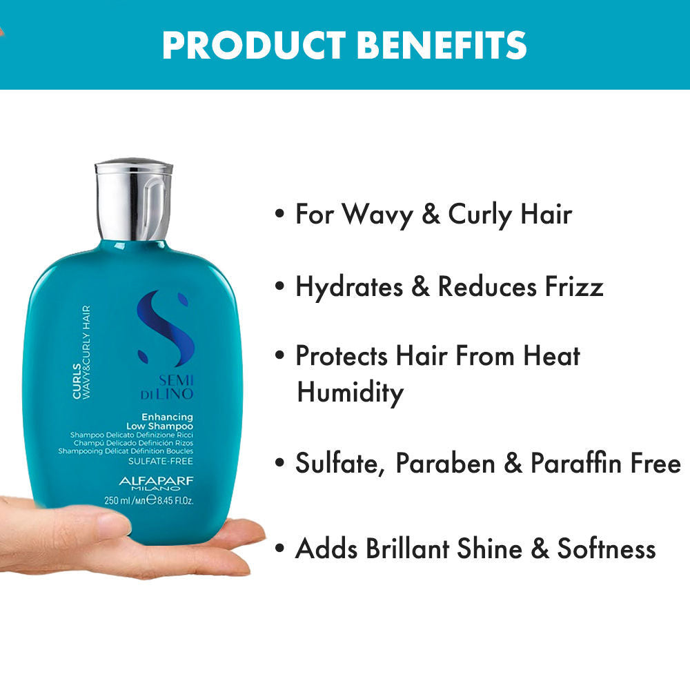 ALFAPARF MILANO Curly Hair Shampoo, Reduces Frizz & Adds Moisture, Sulfate Free, 250ml