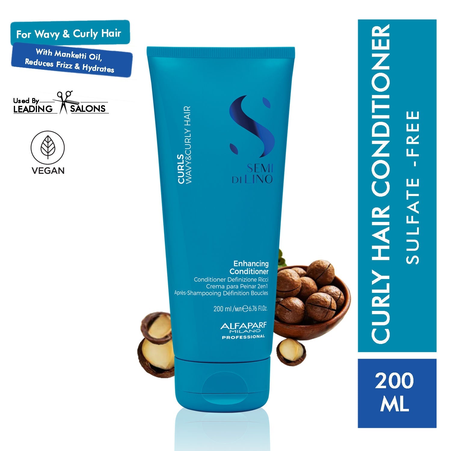 ALFAPARF MILANO Curly Hair Conditioner For Curly Hair, Reduces Frizz, Sulfate Free, 200ml, Buy from Indicrest
