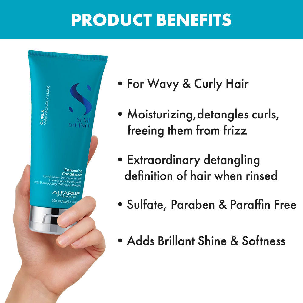 ALFAPARF MILANO Curly Hair Conditioner For Curly Hair, Reduces Frizz, Sulfate Free, 200ml
