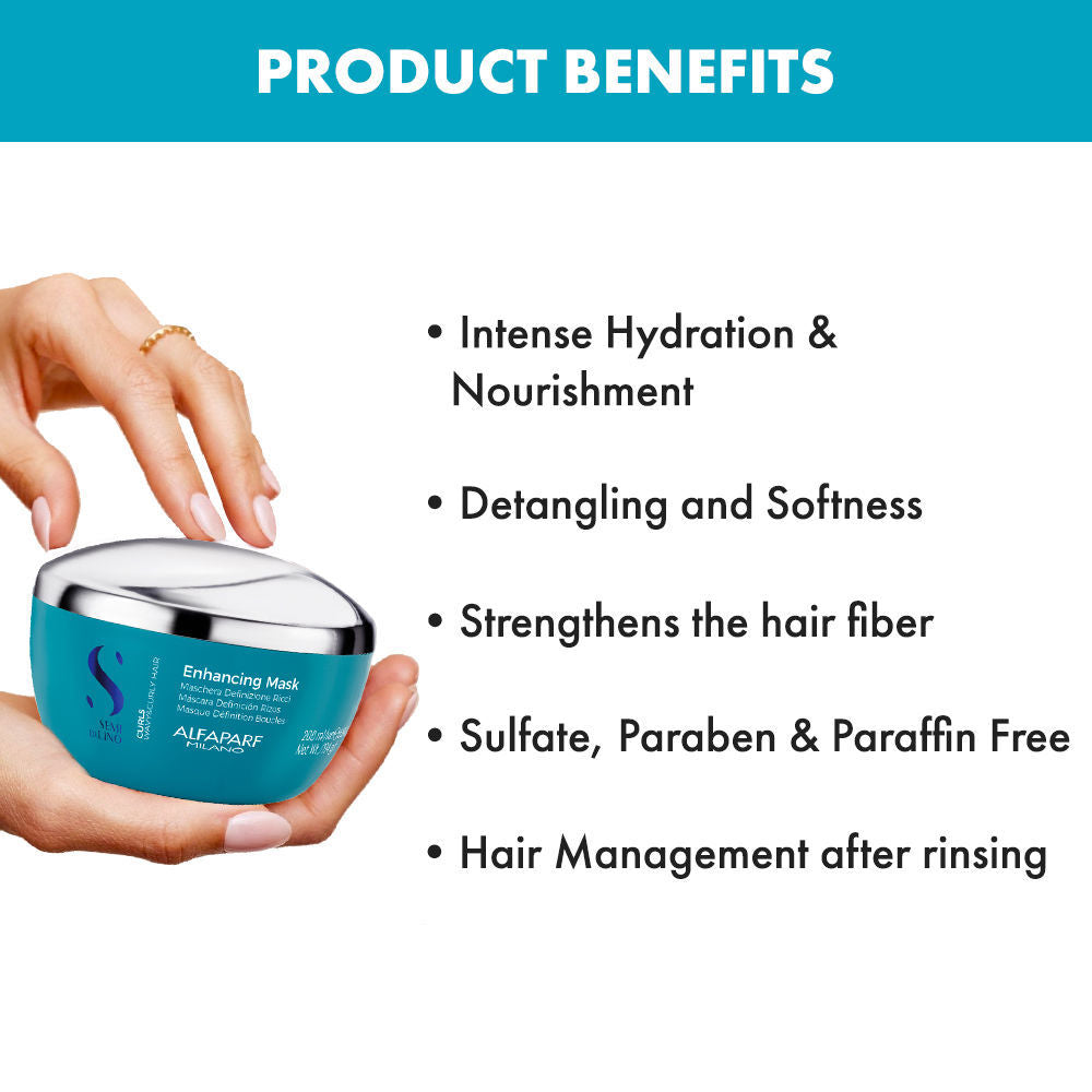 ALFAPARF MILANO Curly Hair Mask for All Curl Types, Frizzy Hair, Sulfate Free, 200ml