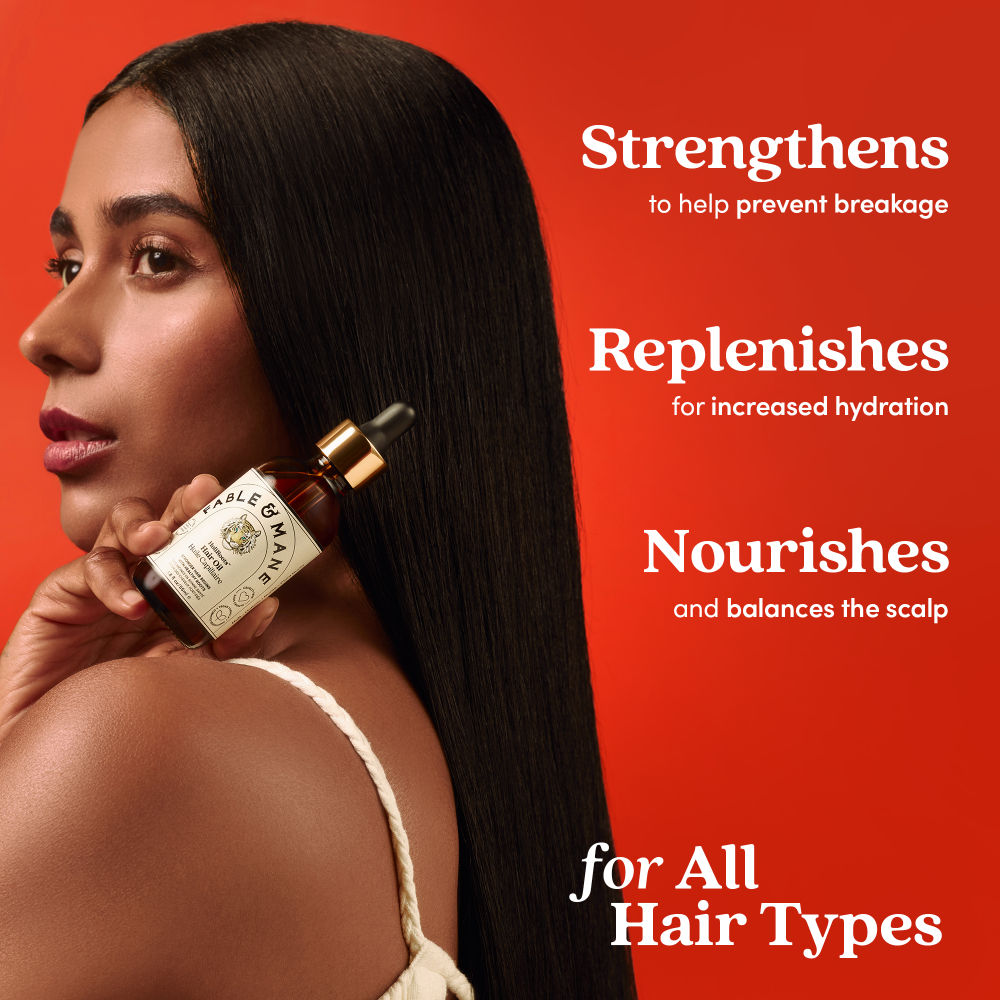 Fable & Mane Holiroots Treatment Oil With Ashwagandha & Amla For Hydration & Healthier Hair, 100ml