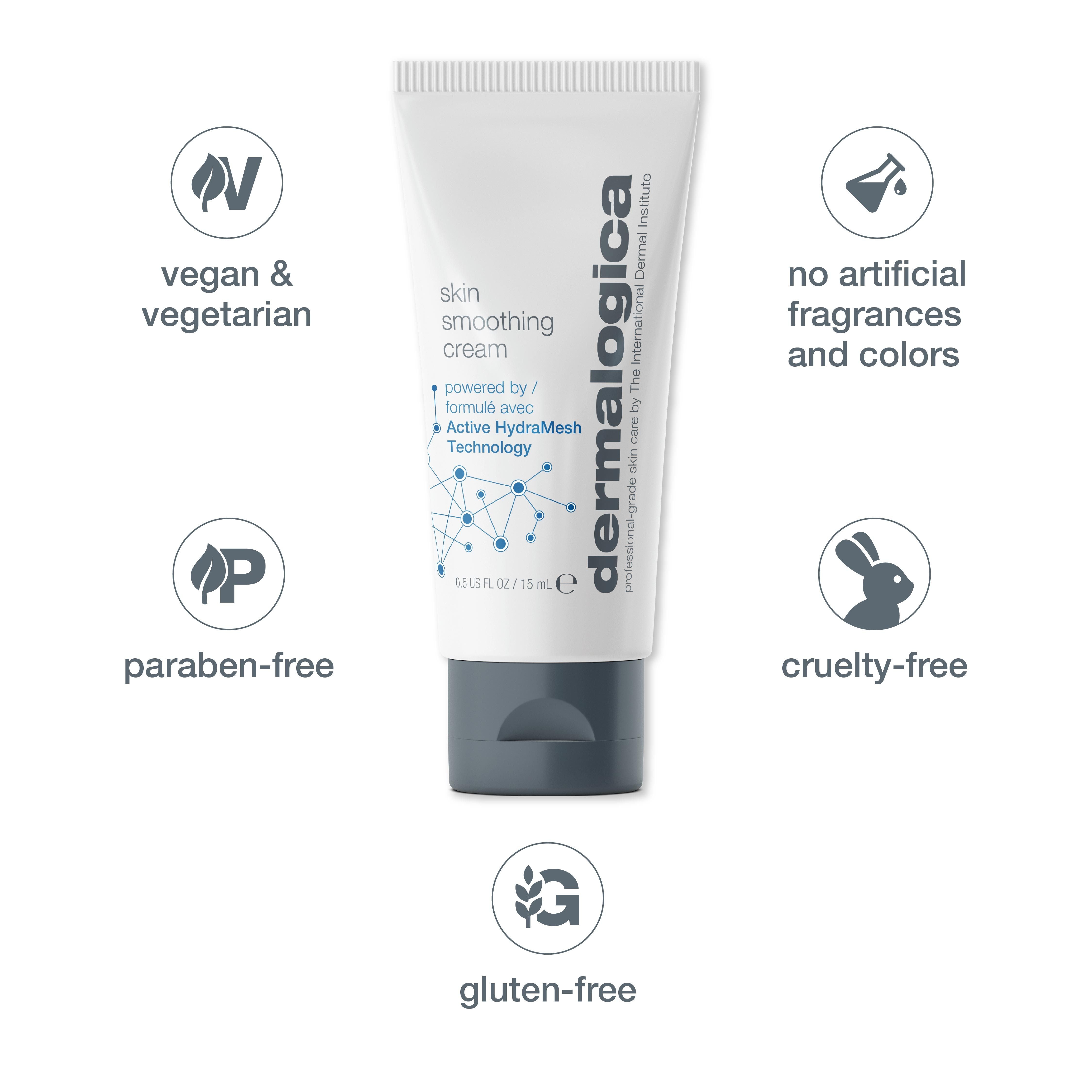 Dermalogica Skin Smoothing Cream Face Moisturiser Mini With Hyaluronic Acid & Vitman E, 15ml