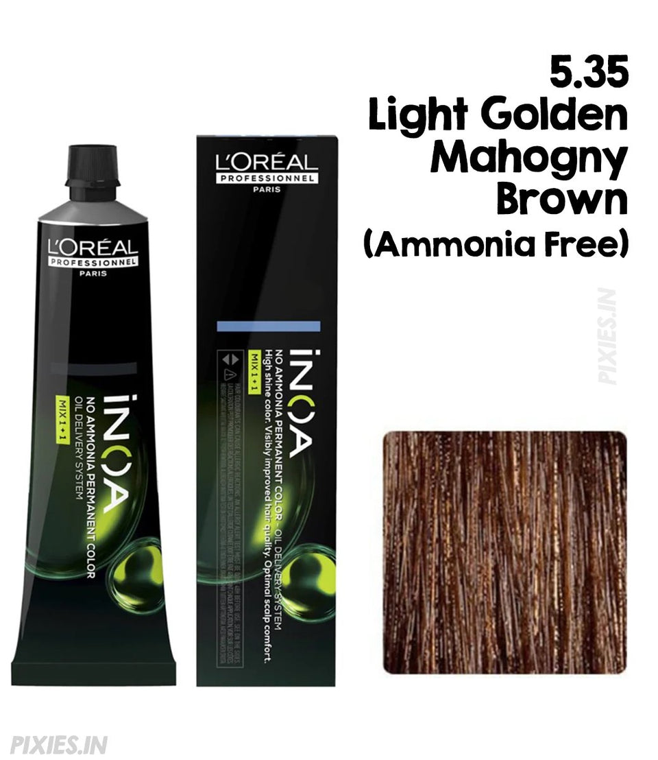 Golden brown hair shade with mahogany undertones
