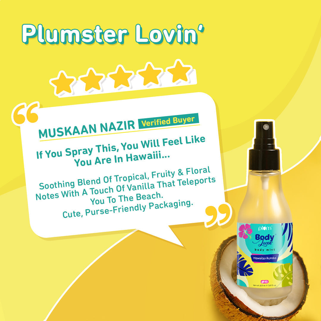 Plum Hawaiian Rumba Body Mist by Plum BodyLovin' | Long Lasting |Travel-Friendly | Fun Beachy Fragrance | Perfume Body Spray, 150ml Buy at Indicrest Image 6