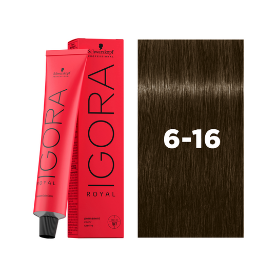 Schwarzkopf Professional Igora Royal 6-16 Dark Blonde Cendré Chocolate, 60ml Buy at Indicrest