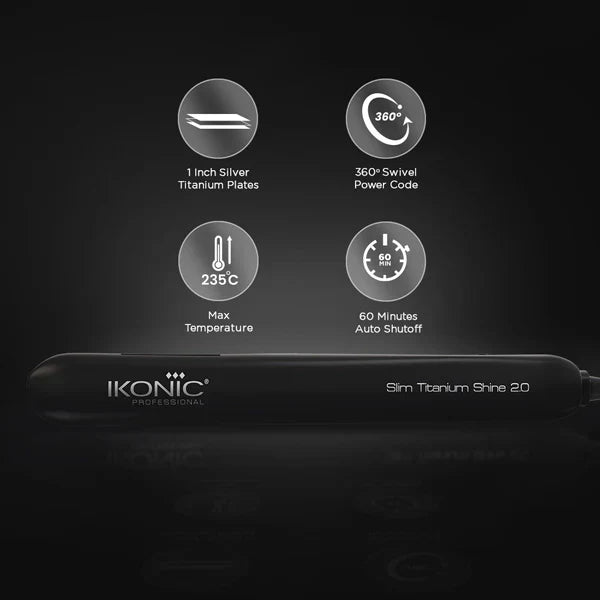 Ikonic Hair Straightener - Slim Titanium Shine Black & Silver Buy at Indicrest Image 6