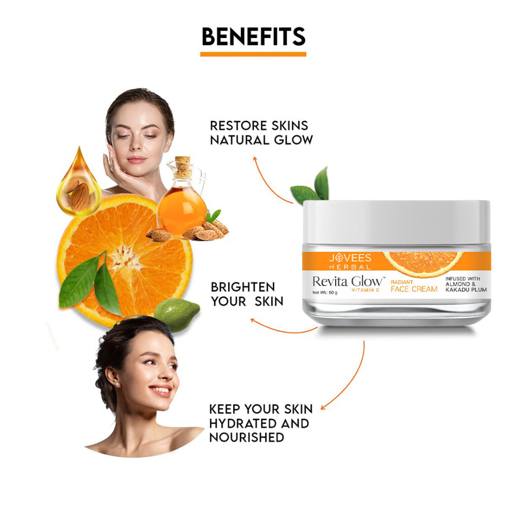 Jovees Herbal Vitamin C Face Cream Infused with Kakadu Plum and Almonds, 50g3