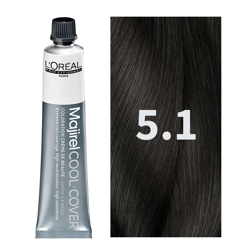 L'Oreal Professionnel Paris Majirel - Cool Cover 5.1 (Light Ash Brown) Hair Color, 49.5 g Buy at Indicrest