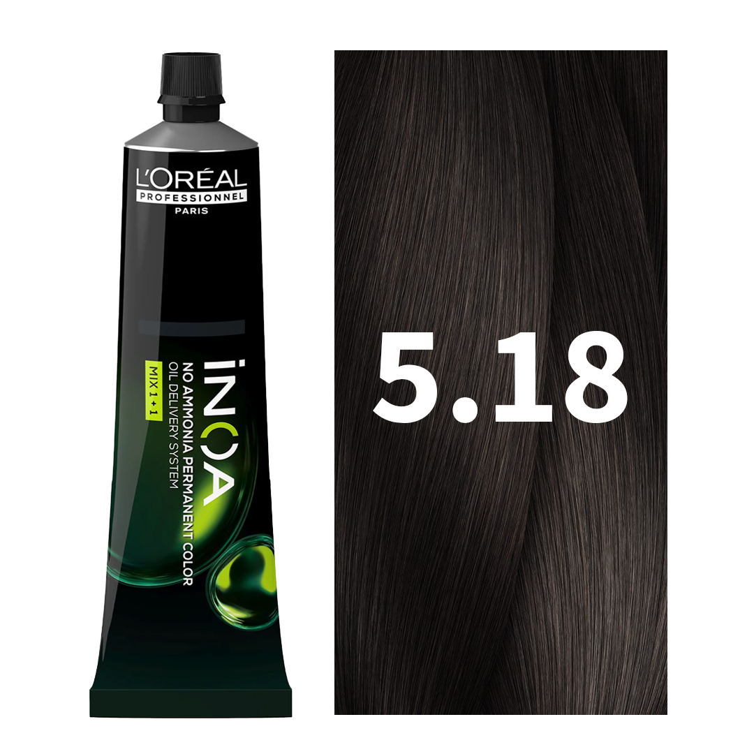 L'Oreal Professionnel Paris iNOA – 5.18 (Light Ash Mocha Brown) Ammonia-Free Hair Color, 60g at Indicrest Buy at Indicrest