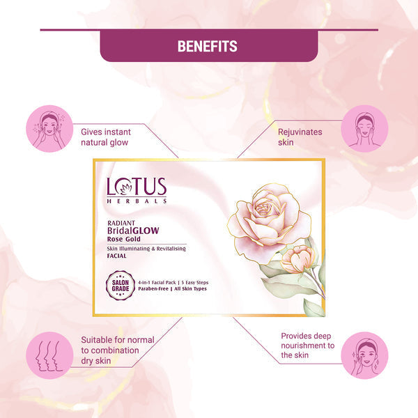 Lotus Herbals Radiant BridalGLOW Rose Gold Skin Illuminating Facial Kit - Indicrest Buy at Indicrest Image 3