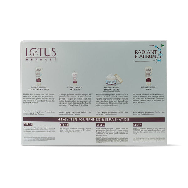 Lotus Herbals Radiant Platinum Anti-Ageing Facial Kit, (170 g) - Indicrest Buy at Indicrest Image 2