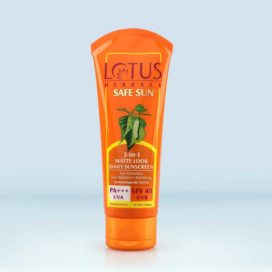 Lotus Herbals Safe Sun 3-In-1 Matte Look Daily SunScreen PA+++UVA, SPF 40, (100g) - Indicrest Buy at Indicrest