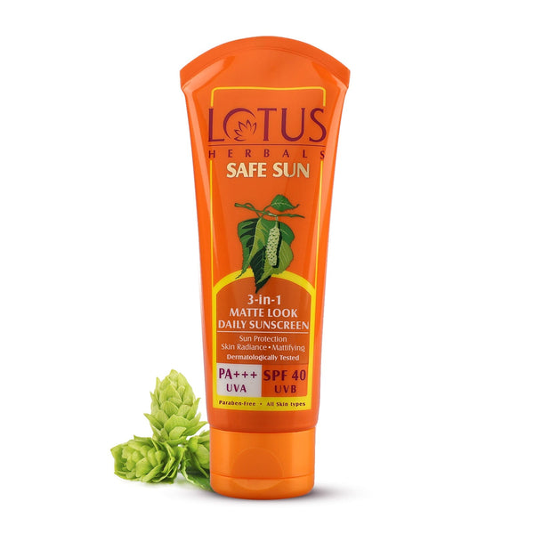 Lotus Herbals Safe Sun 3-In-1 Matte Look Daily SunScreen PA+++UVA, SPF 40, (100g) - Indicrest Buy at Indicrest Image 2