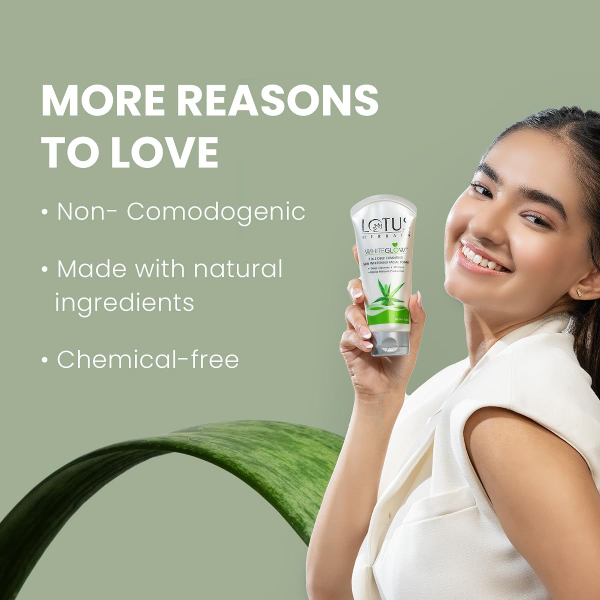 Lotus Herbals WhiteGlow 3-In-1 Deep Cleansing Skin Whitening Facial Foam (100g) - Indicrest Buy at Indicrest Image 4