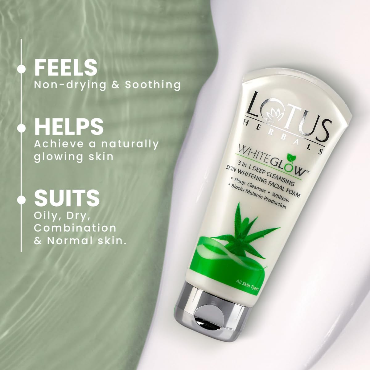 Lotus Herbals WhiteGlow 3-In-1 Deep Cleansing Skin Whitening Facial Foam (100g) - Indicrest Buy at Indicrest Image 6