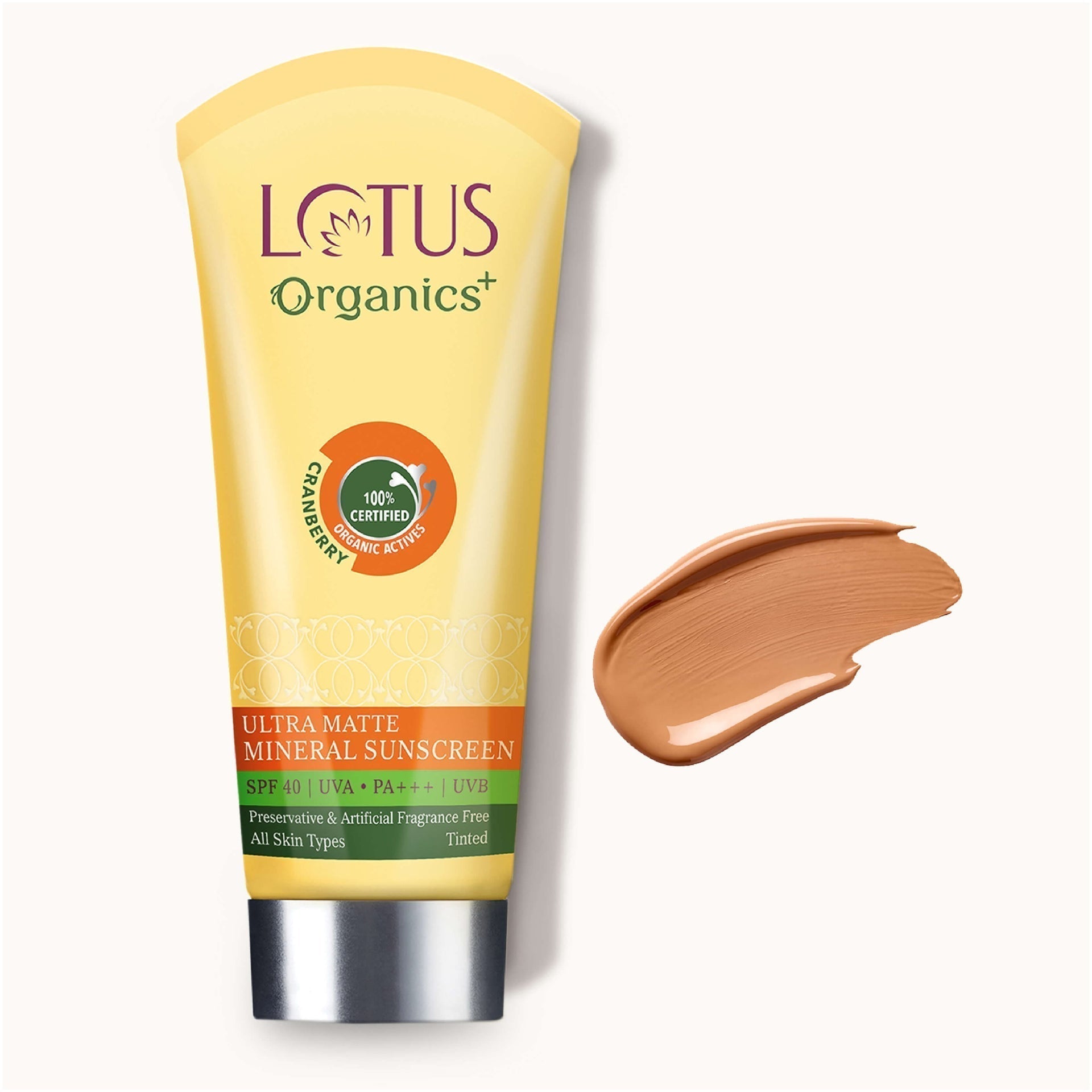 Lotus Organics+ Ultra Matte Mineral Sunscreen SPF 40 PA+++, 100g | Oil-Free, Matte Finish Buy at Indicrest Image 3