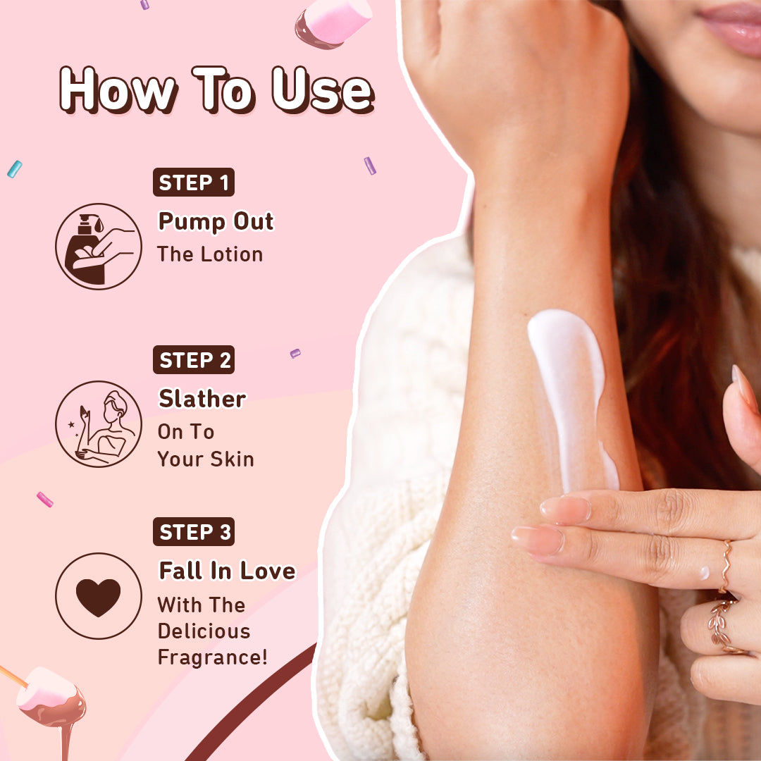 Plum Marshmallow Melt Body Lotion by Plum BodyLovin' | Instant & Intense Moisturization | Shea Butter & Vitamin B5 | Marshmallow Cocoa Fragrance | Non-Greasy | Normal To Dry Skin, 400ml Buy at Indicrest Image 7