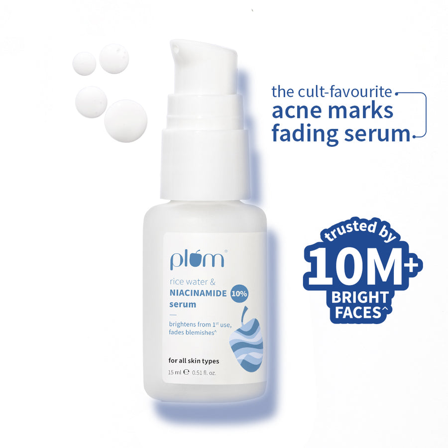 Plum 10% Niacinamide & Rice Water Brightening Face Serum | Brightens From 1st Use | 2X Instant Hydration | Dermat-Tested, 15ml Buy at Indicrest Image 2