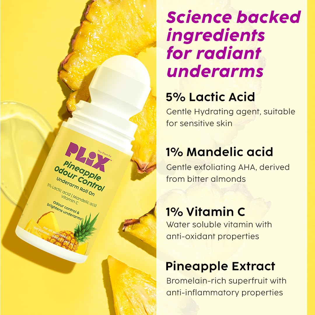 Plix Pineapple Underarm Roll-On for Odour Control & Bright Underarms, 50ml Buy at Indicrest Image 4
