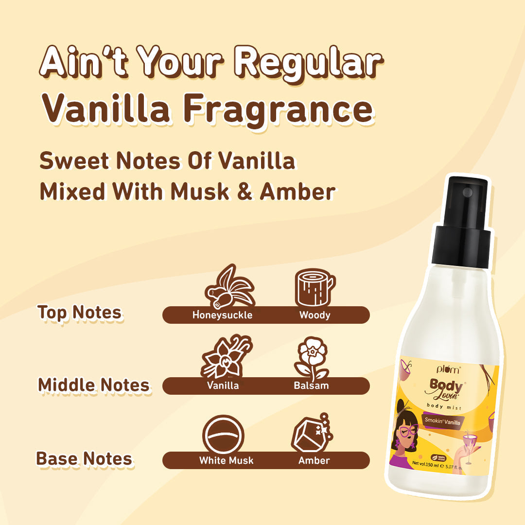 Plum Smokin' Vanilla Body Mist by Plum BodyLovin' | Long Lasting | Travel-Friendly | Spicy Vanilla Fragrance | Perfume Body Spray, 150ml Buy at Indicrest Image 5