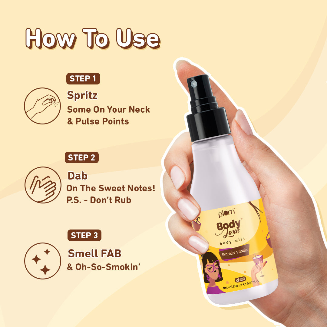 Plum Smokin' Vanilla Body Mist by Plum BodyLovin' | Long Lasting | Travel-Friendly | Spicy Vanilla Fragrance | Perfume Body Spray, 150ml Buy at Indicrest Image 7