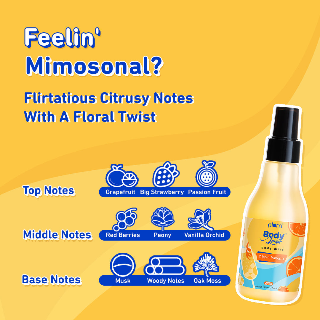 Plum Trippin' Mimosas Body Mist by Plum BodyLovin' | Long Lasting | Travel-Friendly | Citrusy Fragrance | Perfume Body Spray, 150ml Buy at Indicrest Image 4