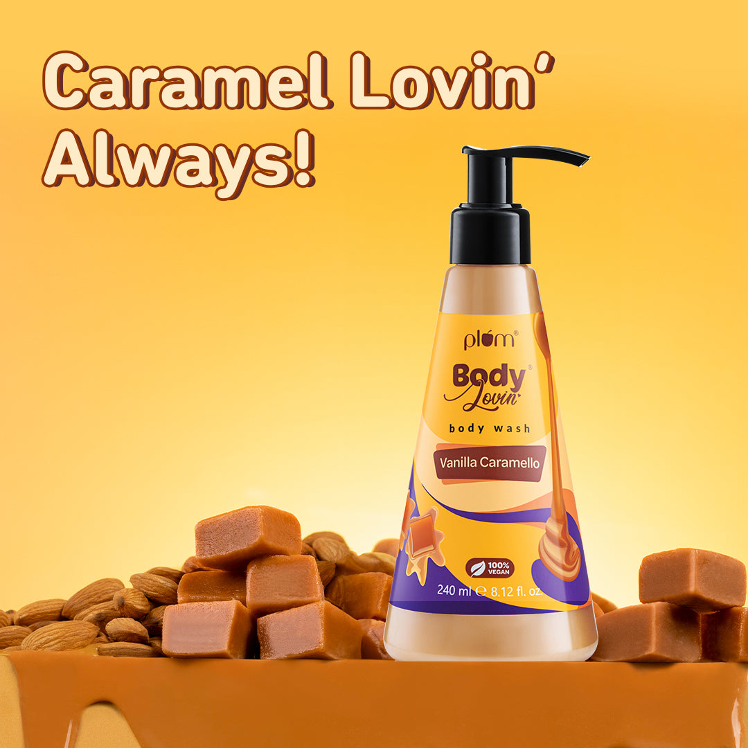 Plum Vanilla Caramello Body Wash by Plum Body Lovin' | SLS-Free | Hydrating Formula | Delicious Caramel Fragrance | Aloe-Infused Body Wash, 240ml Buy at Indicrest Image 3