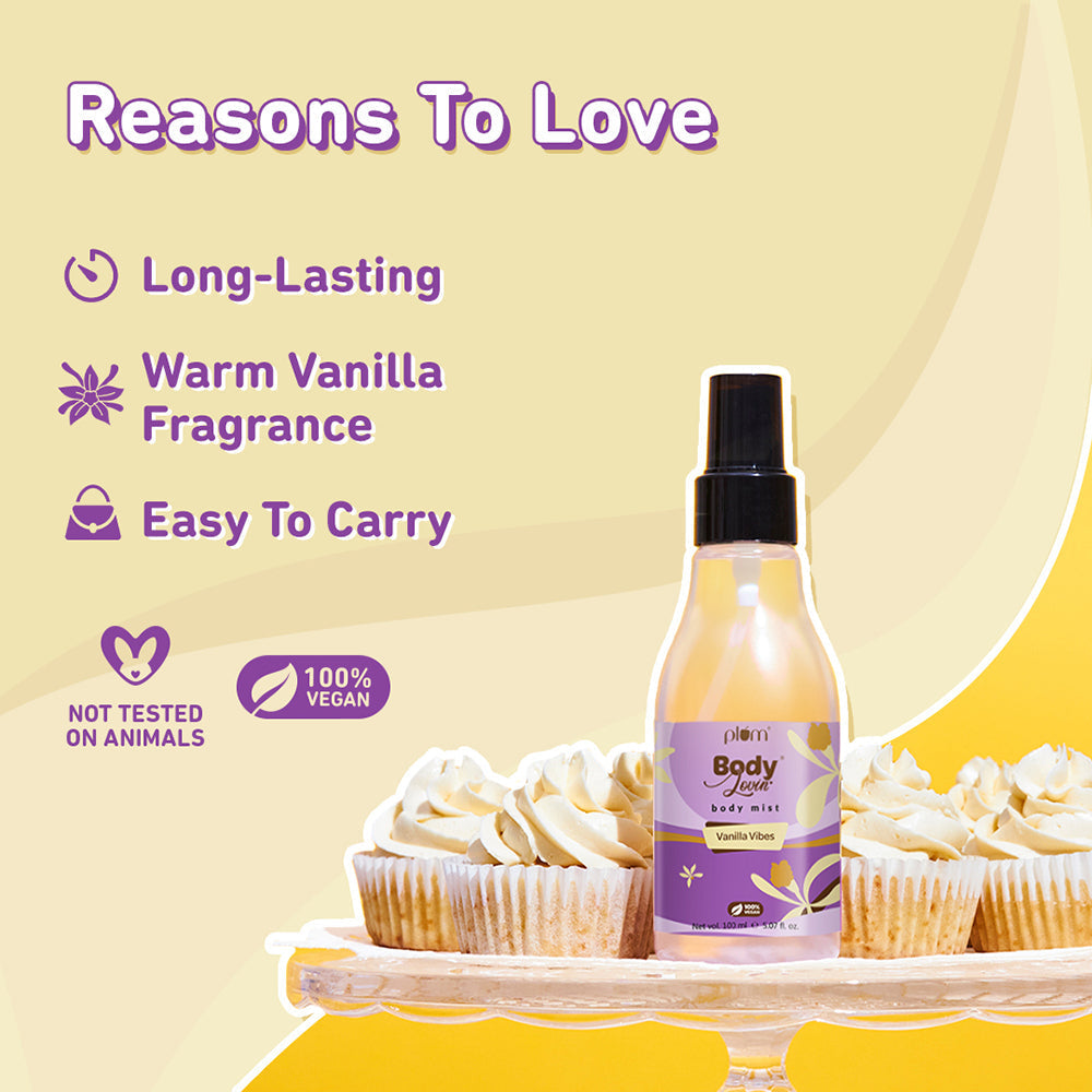 Plum Vanilla Vibes Body Mist by Plum BodyLovin' | Long Lasting | Travel-Friendly | Warm Vanilla Fragrance | Perfume Body Spray, 100ml Buy at Indicrest Image 13