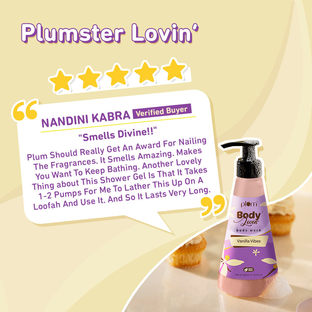 Plum Vanilla Vibes Body Wash by Plum BodyLovin' | SLS-Free | Hydrating Formula | Warm Vanilla Fragrance | Aloe-Infused Body Wash, 240ml Buy at Indicrest Image 7