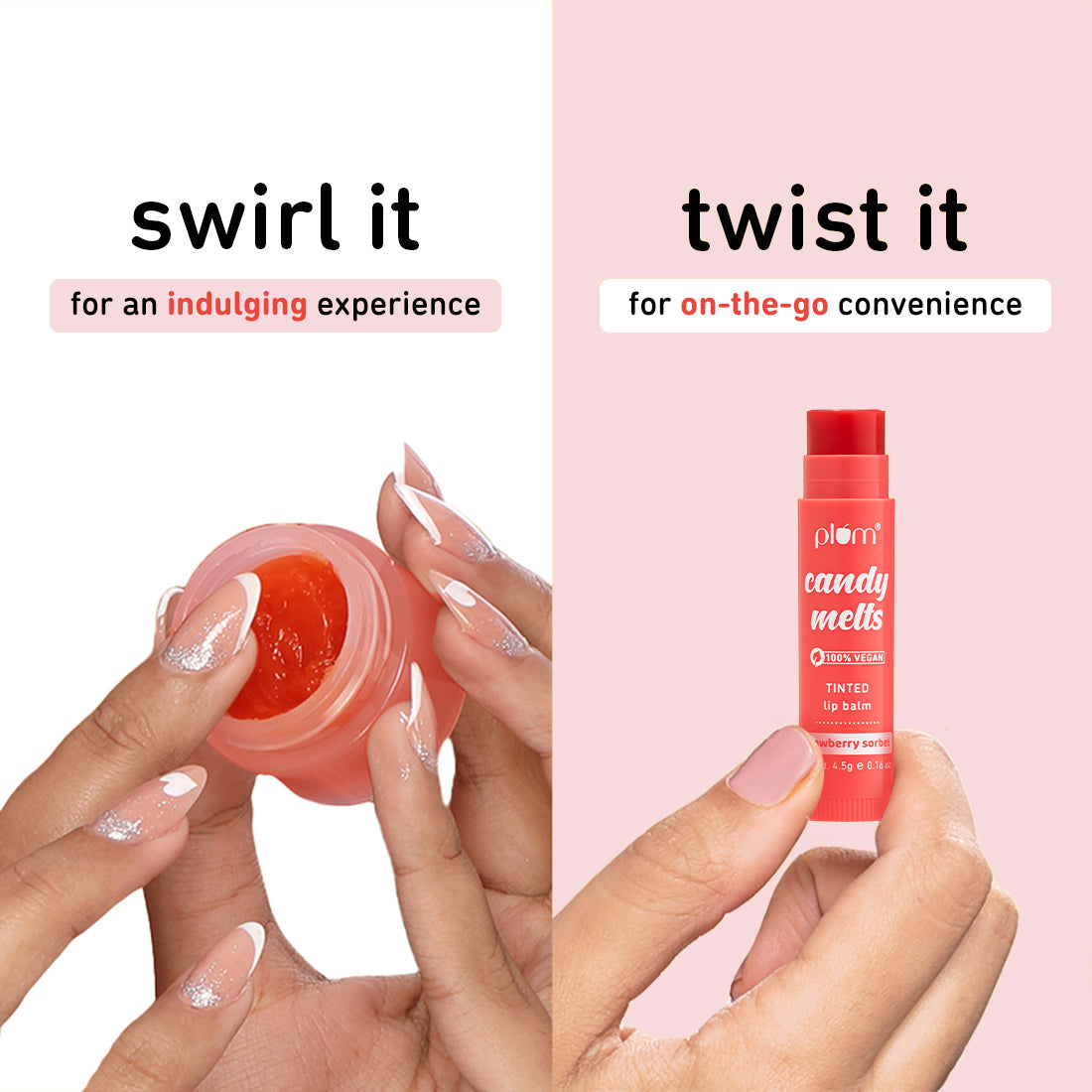 Plum Candy Melts Strawberry Sorbet Tinted Lip Balm | Nourishes & Protects | Sheer-Tint | Velvety Smooth, 4.5g Buy at Indicrest Image 8